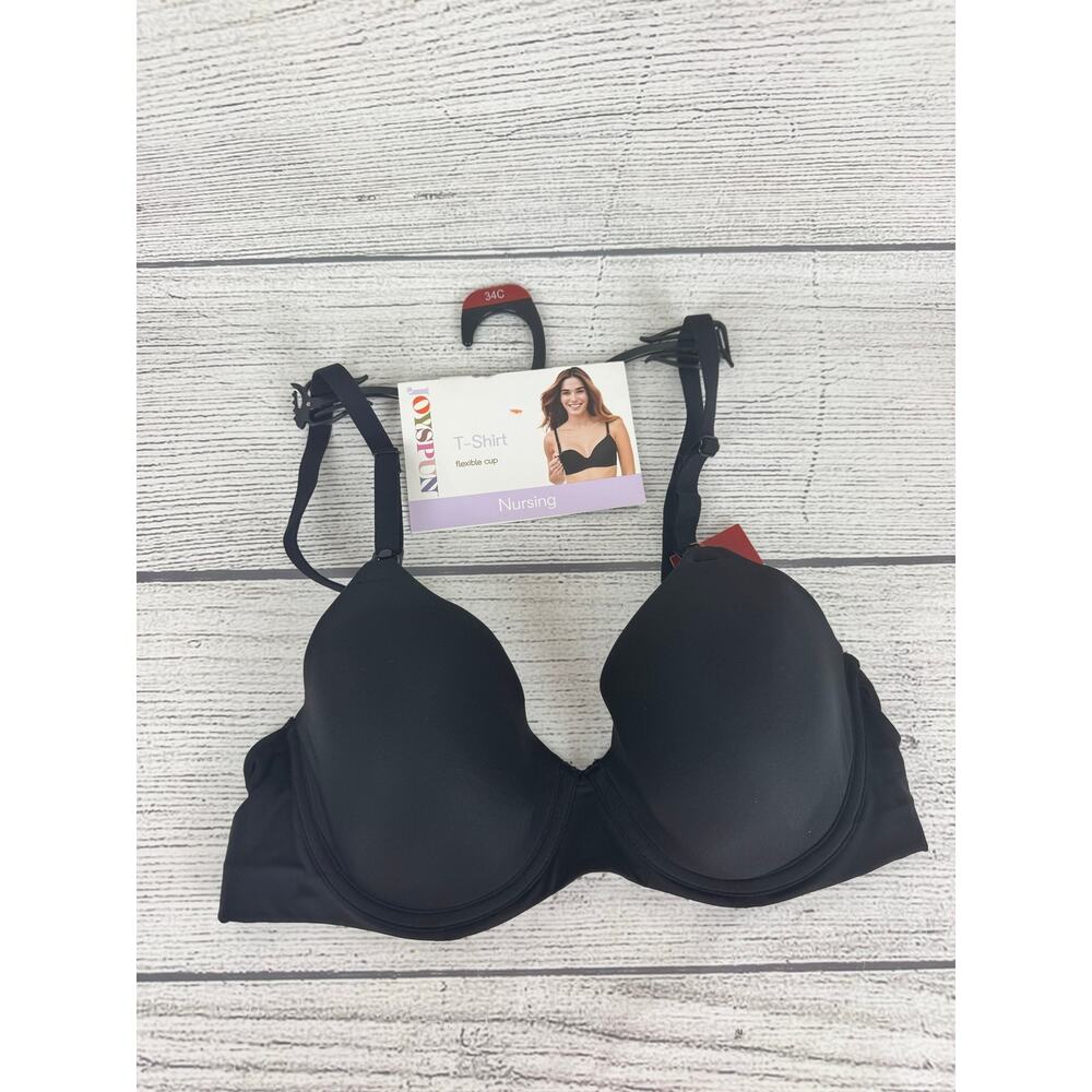 Joyspun Women's Black T-Shirt Underwire Nursing Bra Size 34C
